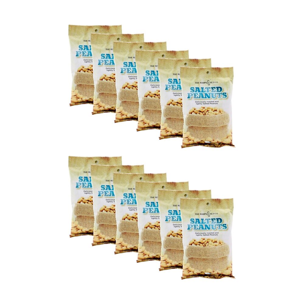 12PK The Happy Nut Co Roasted & Lightly Salted Peanuts Ready To Eat Snack 225g