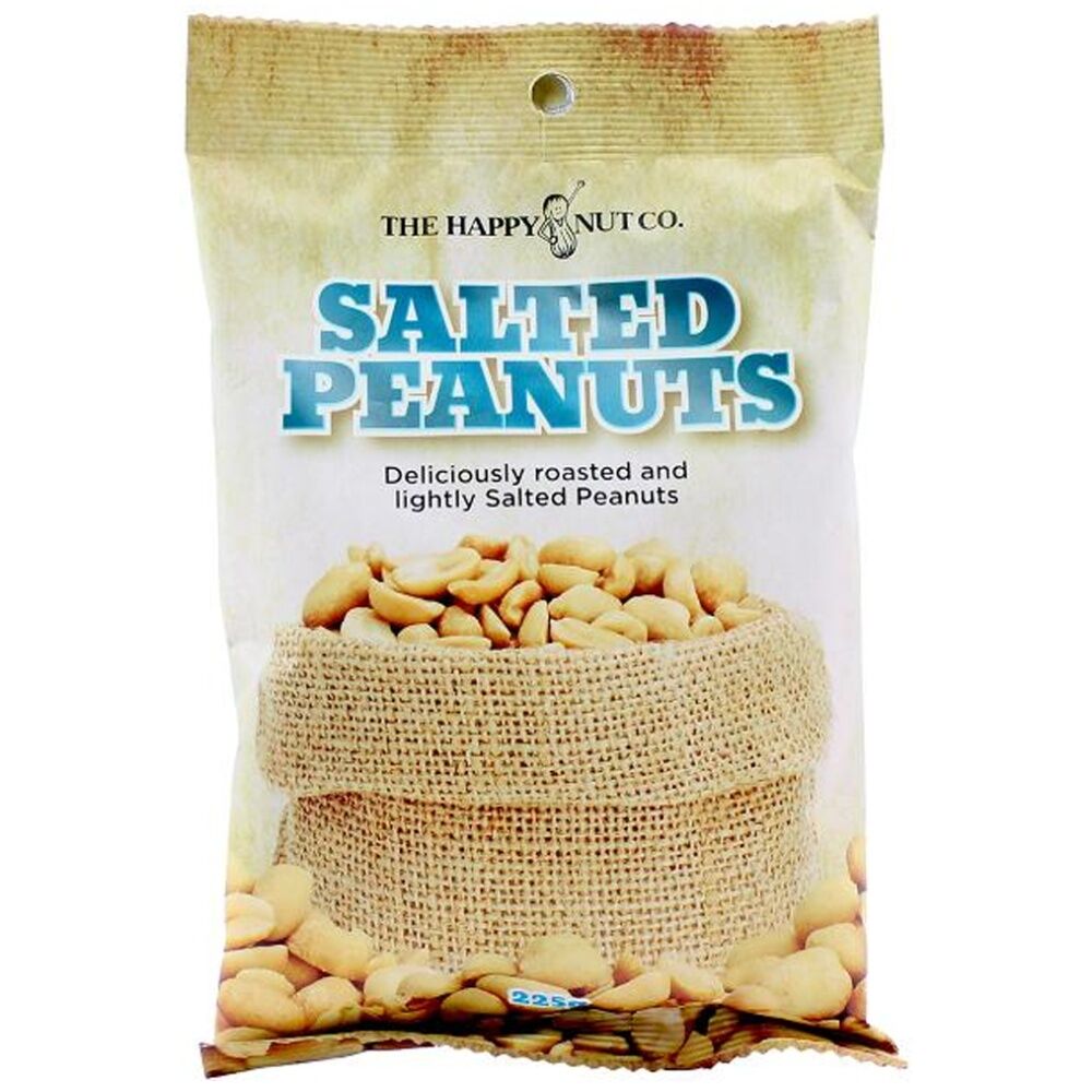 12PK The Happy Nut Co Roasted & Lightly Salted Peanuts Ready To Eat Snack 225g