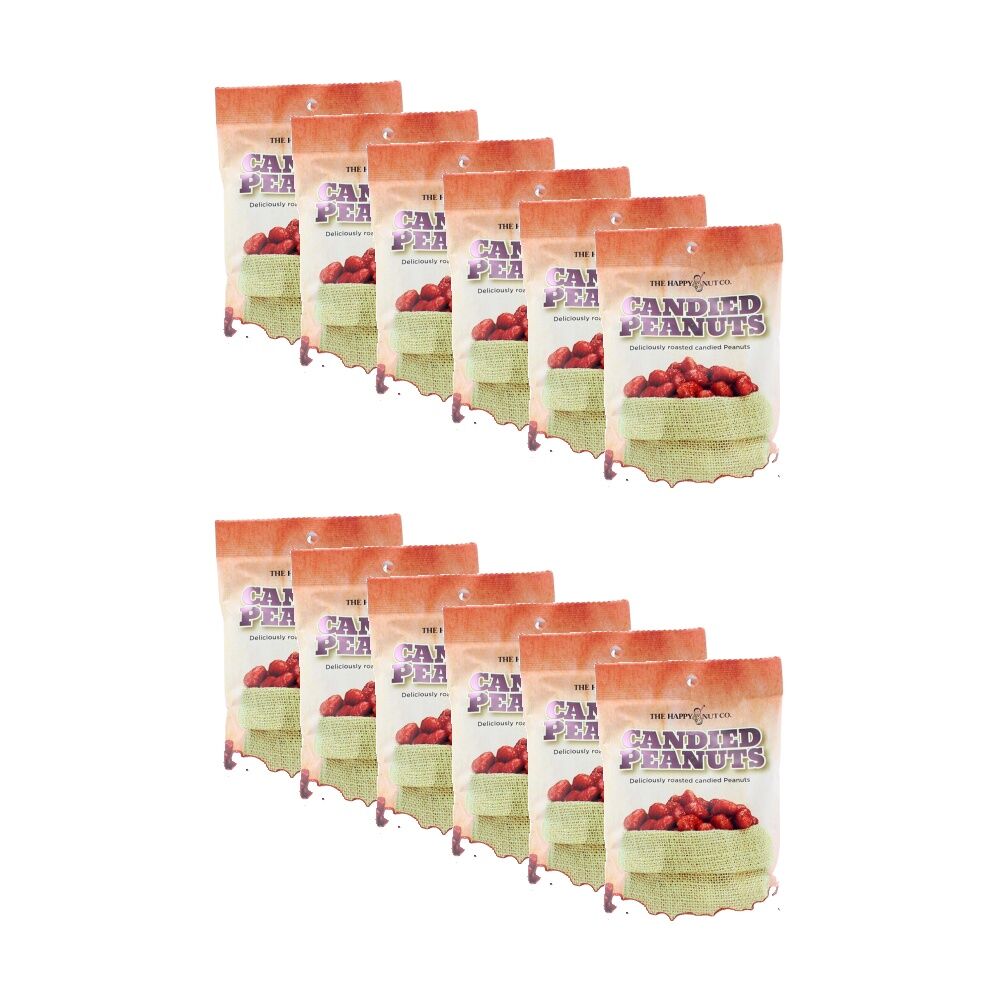 12PK The Happy Nut Co Candied Roasted Peanuts Ready To Eat Snack 225g