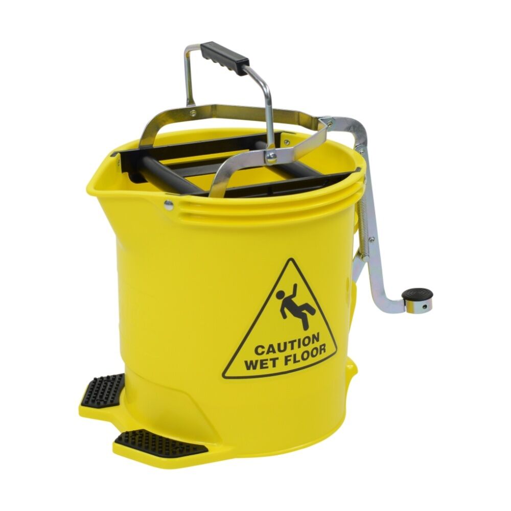Edco Metal Wringer Bucket Registered Design With Twin Foot Pedal Yellow 15L