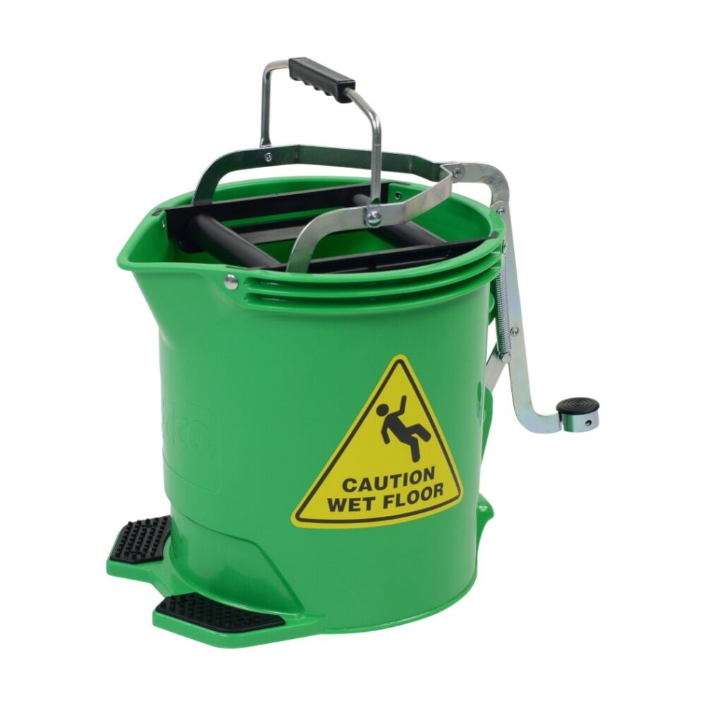 Edco Metal Wringer Bucket Registered Design With Twin Foot Pedal Green 15L