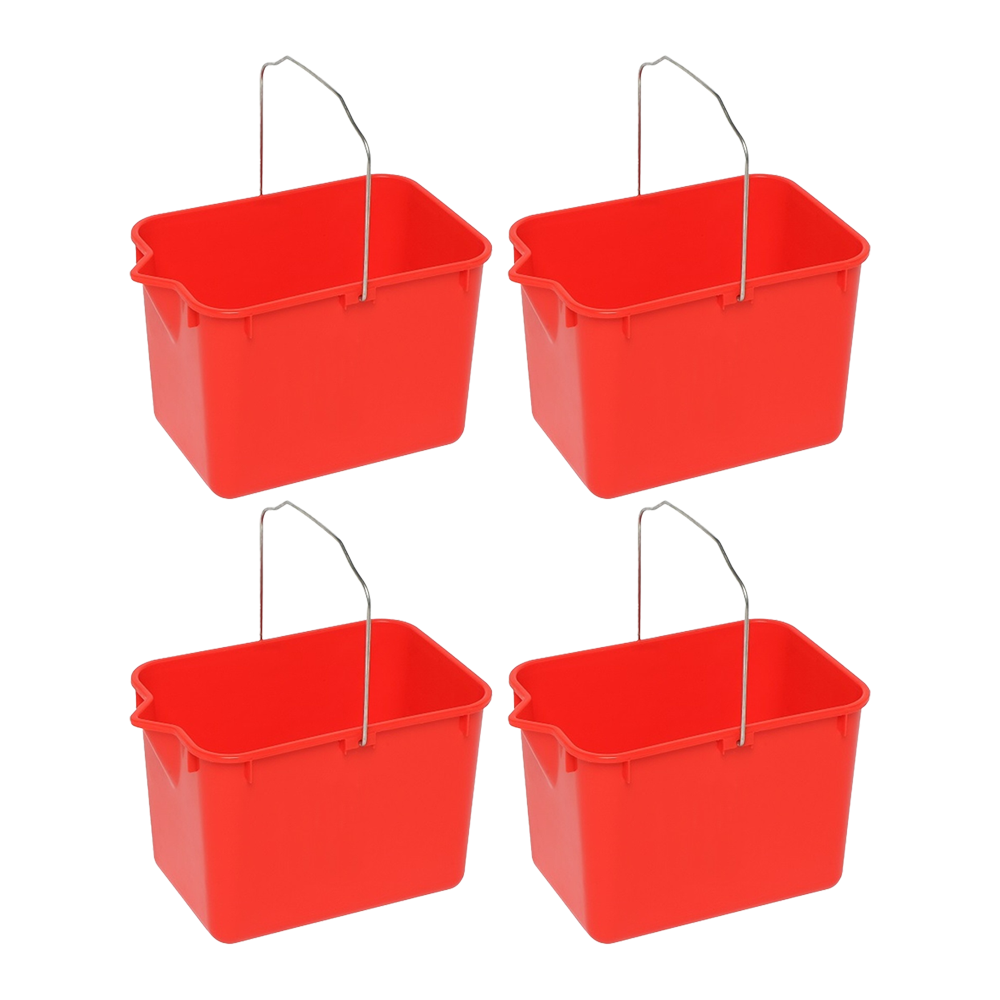 4PK Edco General Purpose Squeeze Mop Bucket With Strong Handles Red 9L