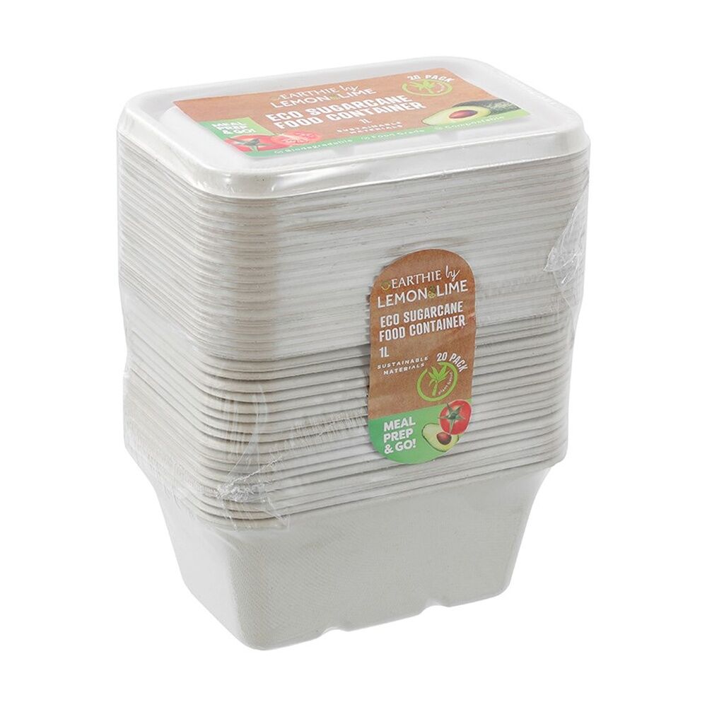 12x Lemon And Lime Eco Sugarcane Food Container Set 1L Capacity Assorted