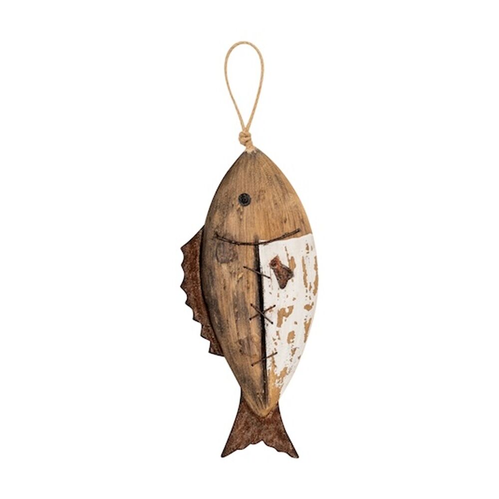 2PK Timber Fish Indoor/Outdoor Coastal Home Decor Hanging Ornament 30x12x4cm