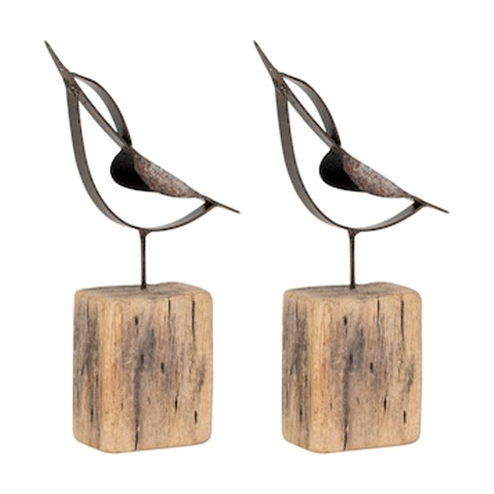 2PK Small Timber Kingfisher Indoor/Outdoor Home Decor Ornament 19.5x9.5x4cm