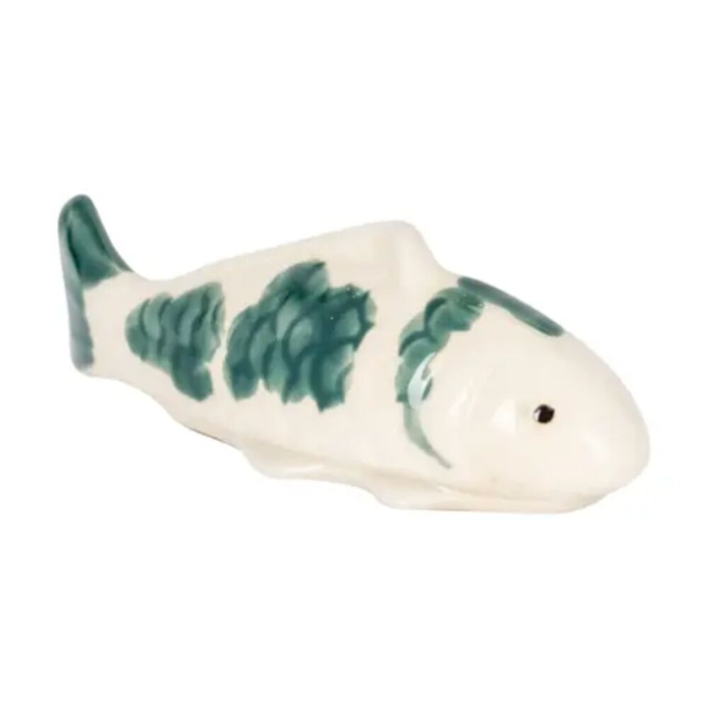 8PK Floating Koi Fish Decorative Ceramic Pond Ornament Green 11.4cm