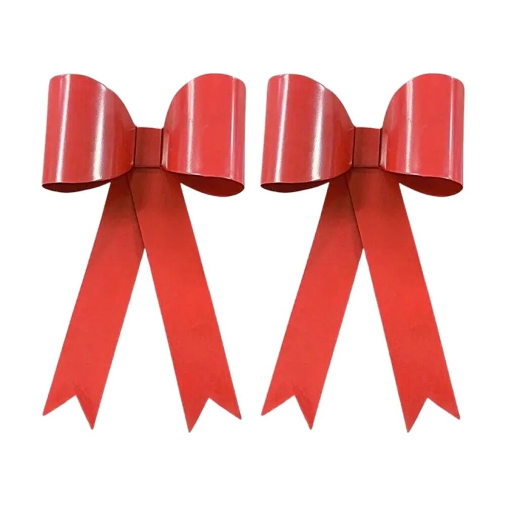 2PK Decorative Metal Bow Indoor/Outdoor Garden Plant Pot Sitter Red 33x20x5cm