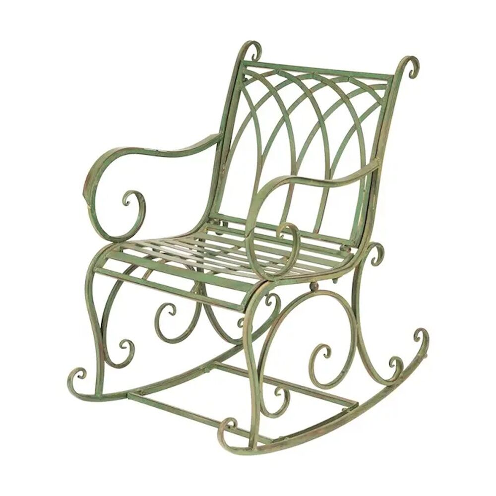 Metal Rocking Chair Vintage Green Garden Patio Outdoor Seating