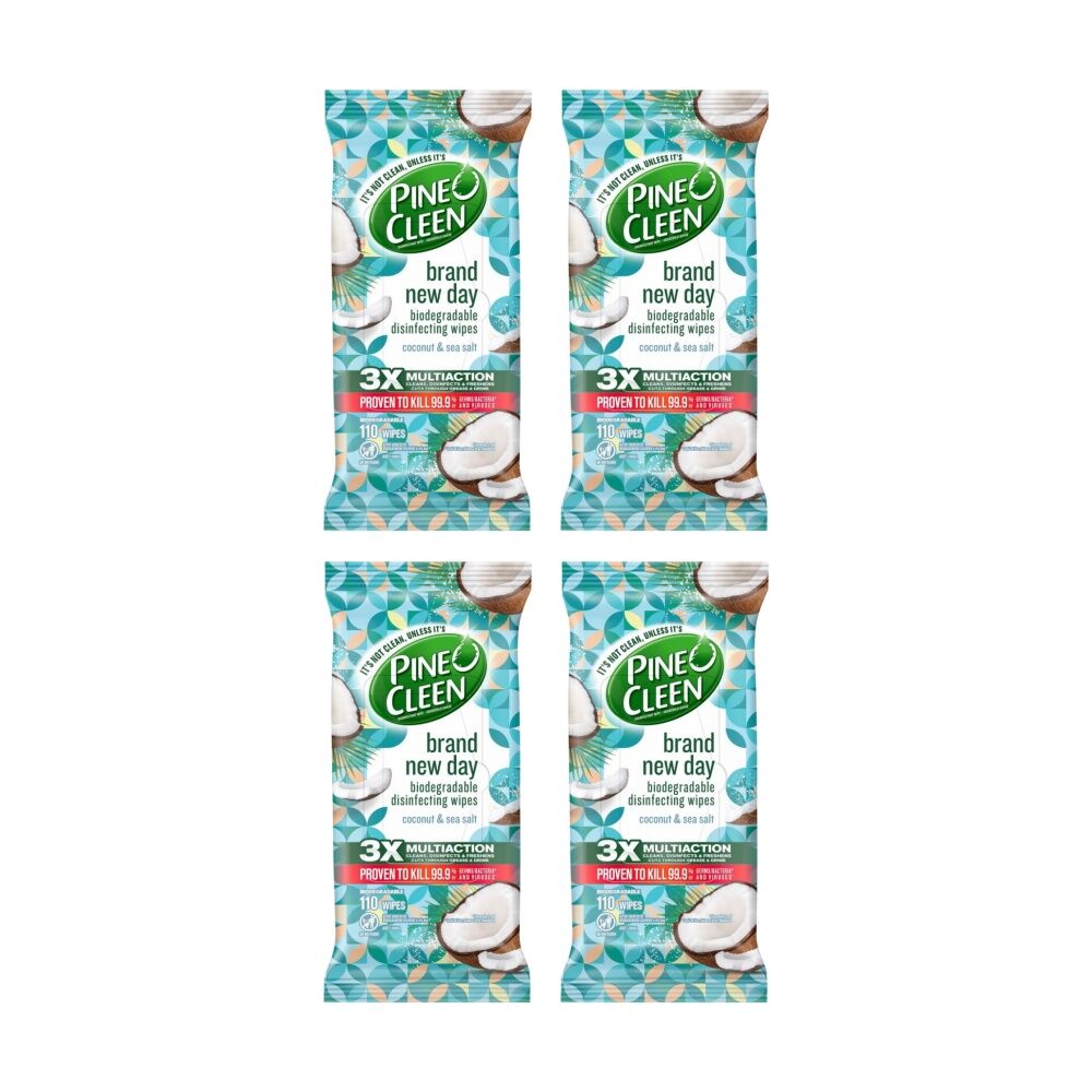 4x 110pc Pine O Cleen Wipes Disinfecting Coconut And Sea Salt Cleaning Pack