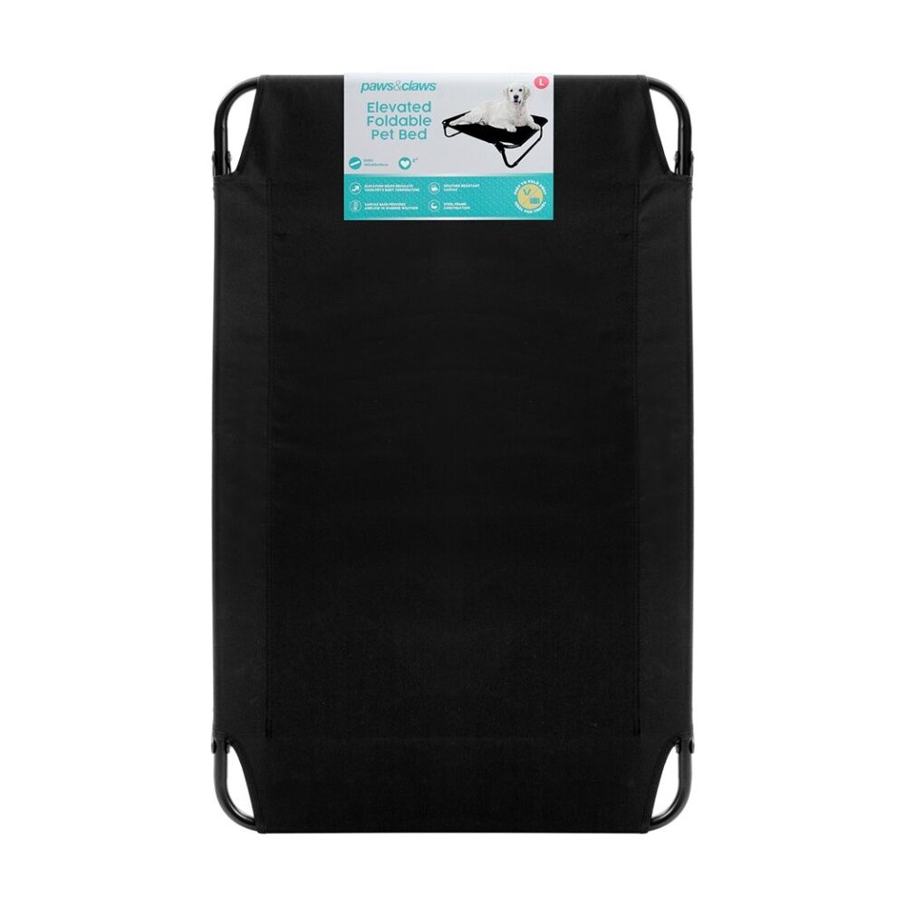 2x Paws And Claws Foldable Elevated Dog Pet Bed Black 105x65x18cm Large