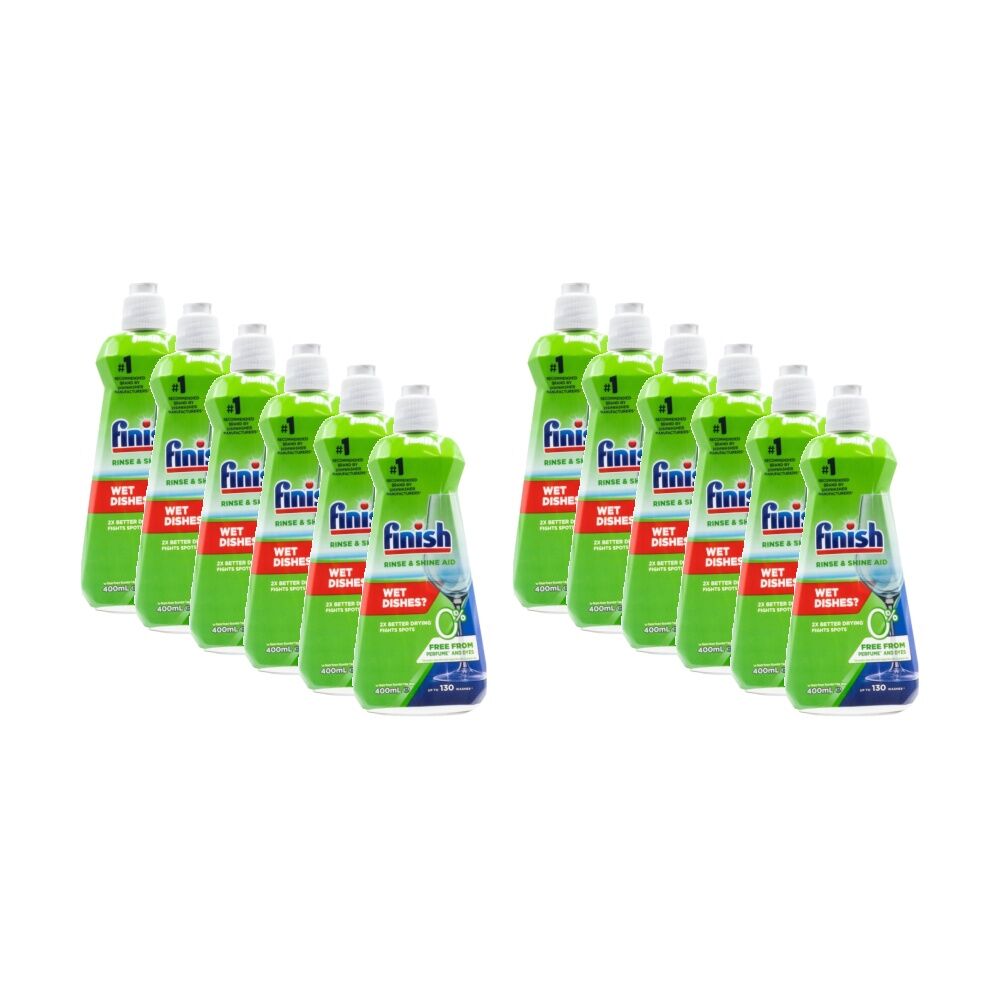 12PK Finish 0% Dishwasher Rinse & Shine Aid Liquid Unscented 400ml