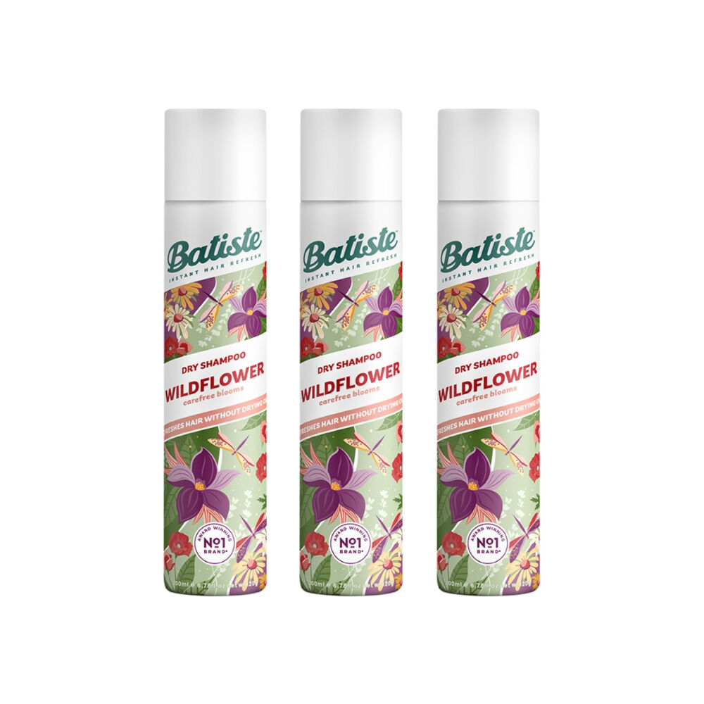3PK Batiste Dry Shampoo Wildflower Carefree Blooms Scent Hair Care 200mL