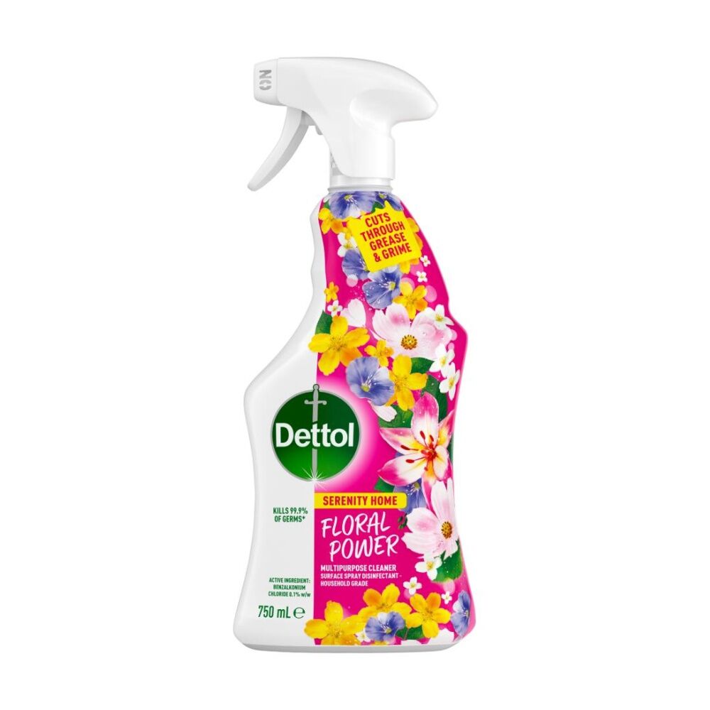 5PK Dettol Multipurpose Cleaner Serenity Home Floral Power Surface Spray 750ml