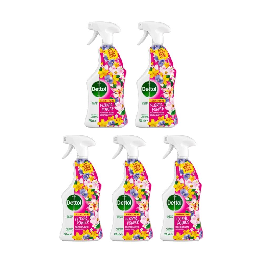 5PK Dettol Multipurpose Cleaner Serenity Home Floral Power Surface Spray 750ml