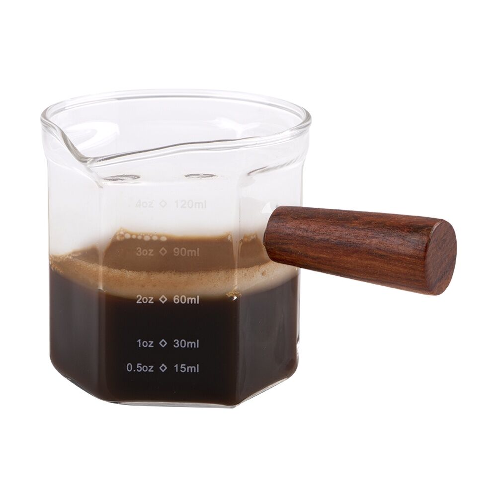6PK Casabarista Espresso Shot Glass W/ Wooden Handle & Spout 120ml