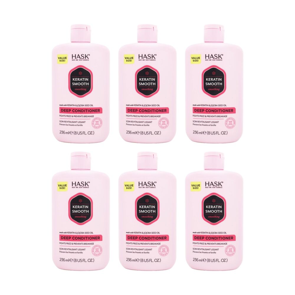 6PK Hask Deep Conditioner Keratin Smooth Fights Frizz Prevents Breakage 236ml