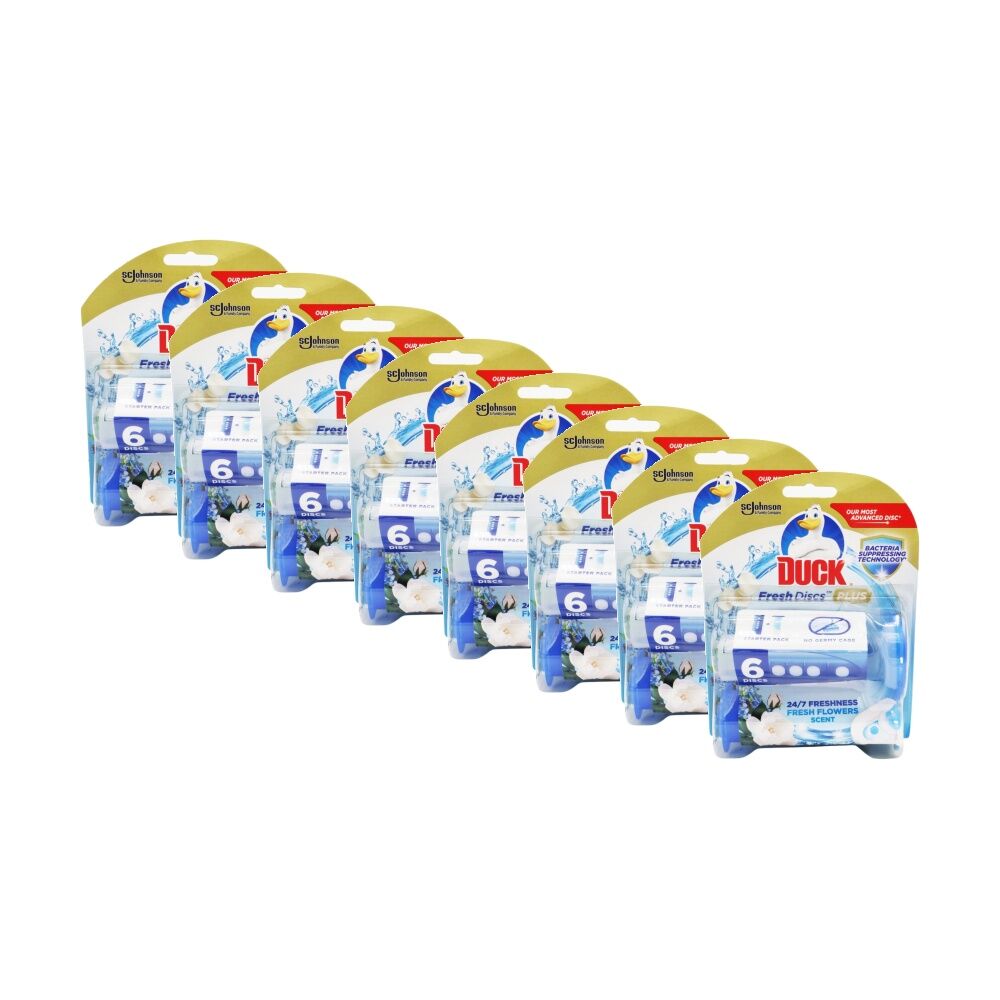 8x 6pc Duck Fresh Discs Plus Gel Toilet Cleaner Flower Scent Freshness