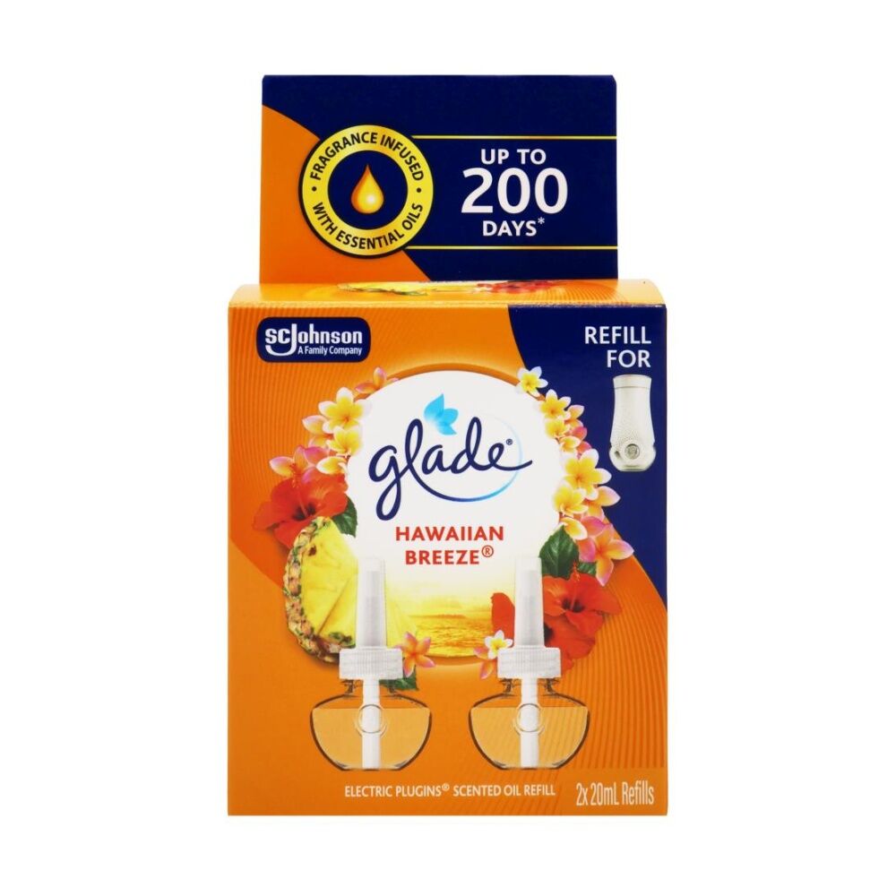 4x 2pc Glade Scented Oil Refill Hawaiian Breeze Air Care Fragrance Kit 20ml