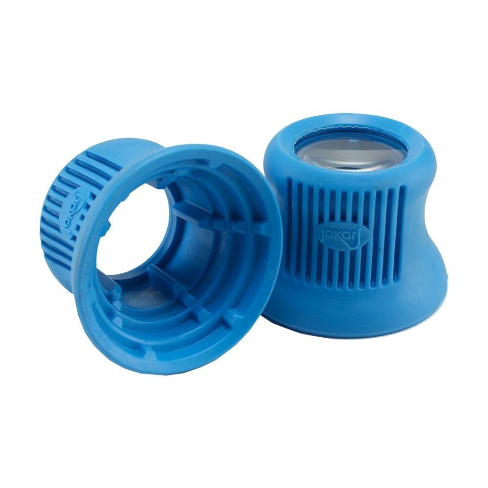 Jokari Ergonomic Easy Grip Medicine Bottle Opener W/ 4x Magnifier Blue