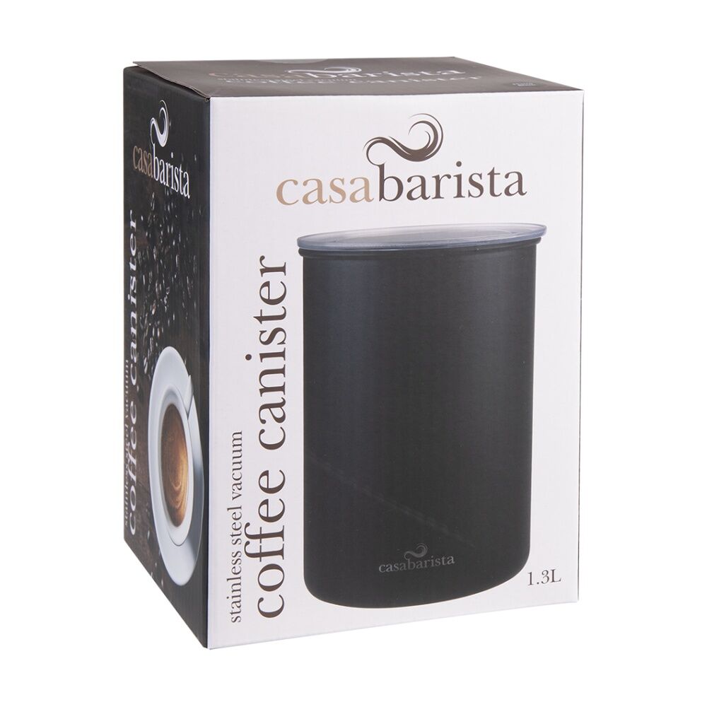 Casabarista Stainless Steel Vacuum Seal Coffee Canister Black 1.3L