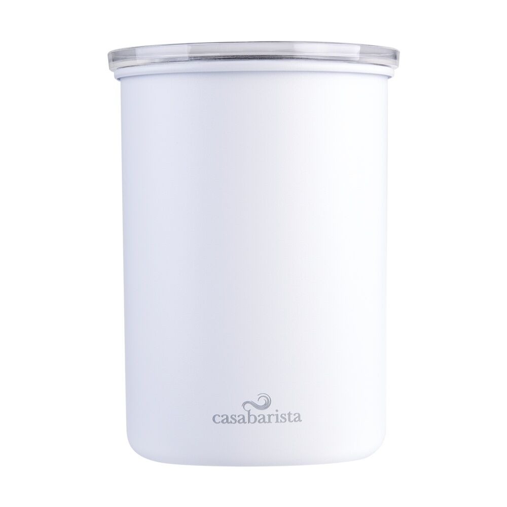 Casabarista Stainless Steel Vacuum Seal Coffee Canister White 1.3L