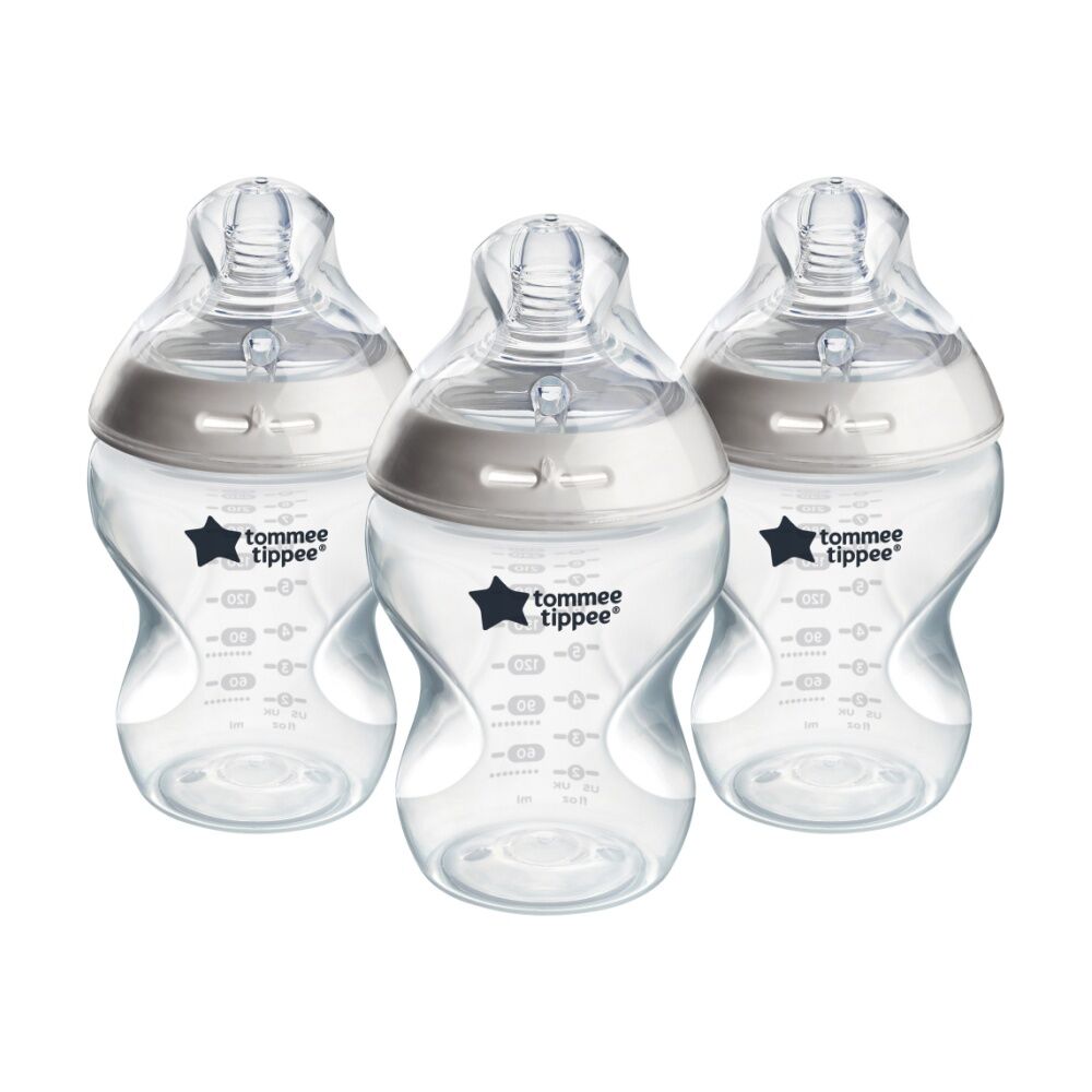 2x 3pc Tommee Tippee Natural Start Silicone Teat Baby Bottle Set 260ml