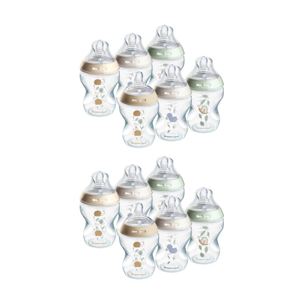 2x 6pc Tommee Tippee Natural Start Silicone Teat PP Pond Baby Bottle Set 260ml