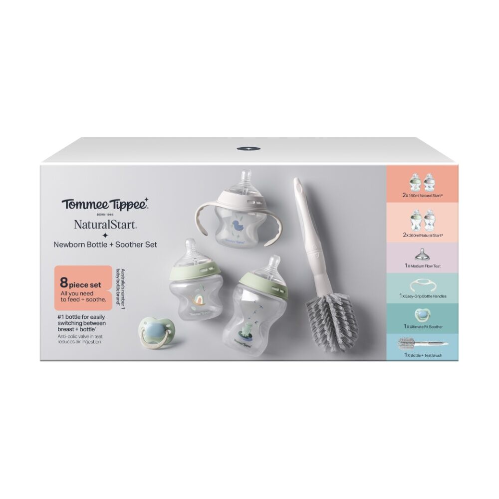 Tommee Tippee Natural Start Newborn Starter Set W/ Anti-Colic Bottles Pond