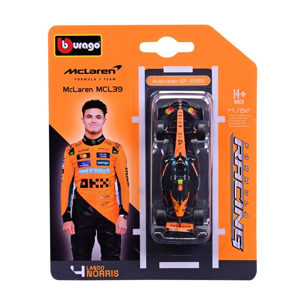 Bburago 2025 McLaren F1 MCL39 4 Lando Norris Model Car Collectible