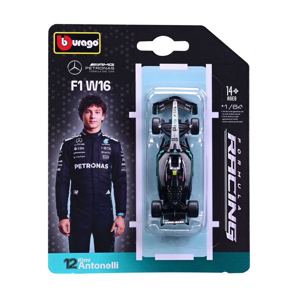 Bburago 2025 Mercedes-AMG F1 W16 Car 12 Andrea Kimi Antonelli Model Toy