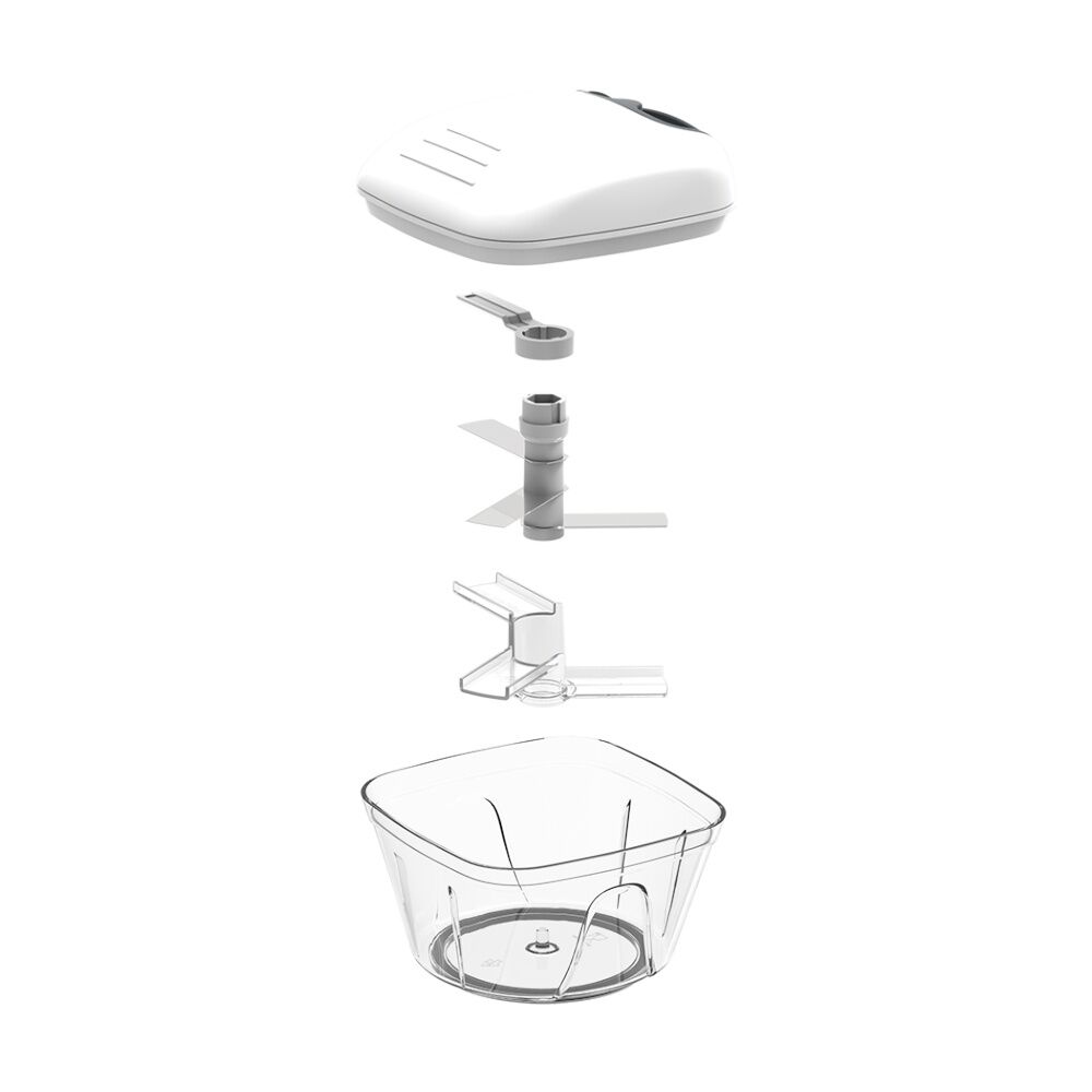 2PK Appetito Manual Cord Pull Vegetable Chopper Kitchen Tool White/Grey