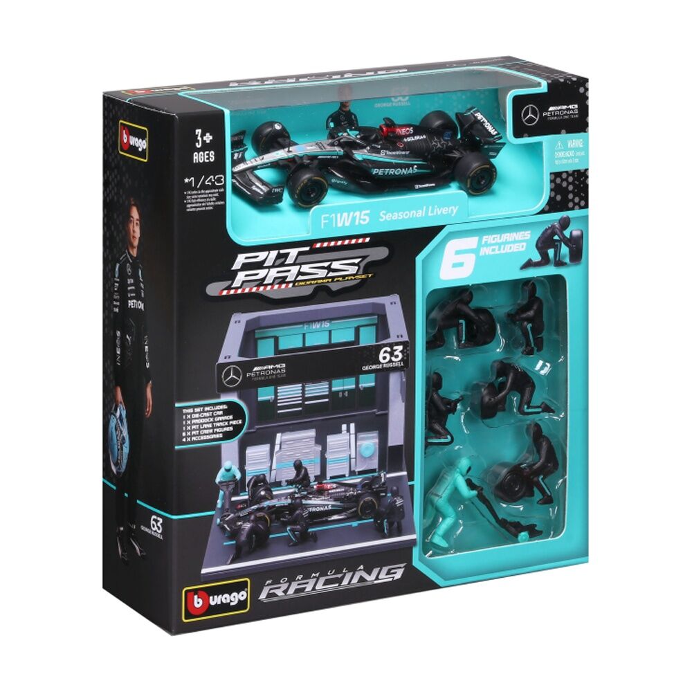 Bburago Mercedes AMG Pit Pass Competition F1 Car 2024 Russell 63 Model