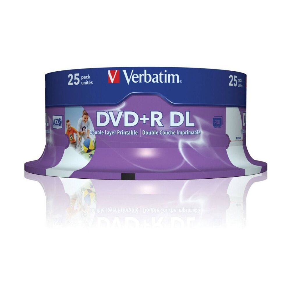 2 x 25pc VERBATIM DVD+R Double Layer White Wide Inkjet Blank Discs 8x 8.5GB
