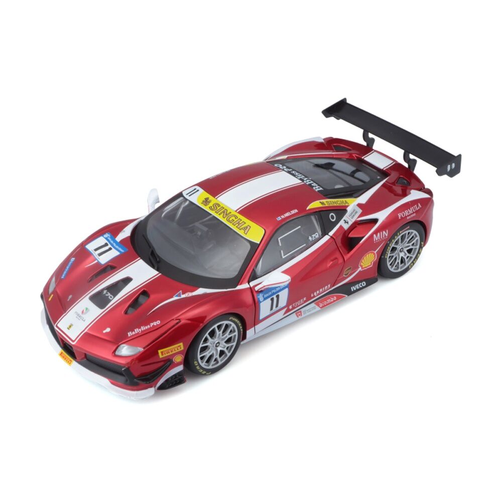 Bburago Model Kit 2017 Ferrari 488 Challenge Race Car Toy Replica Red