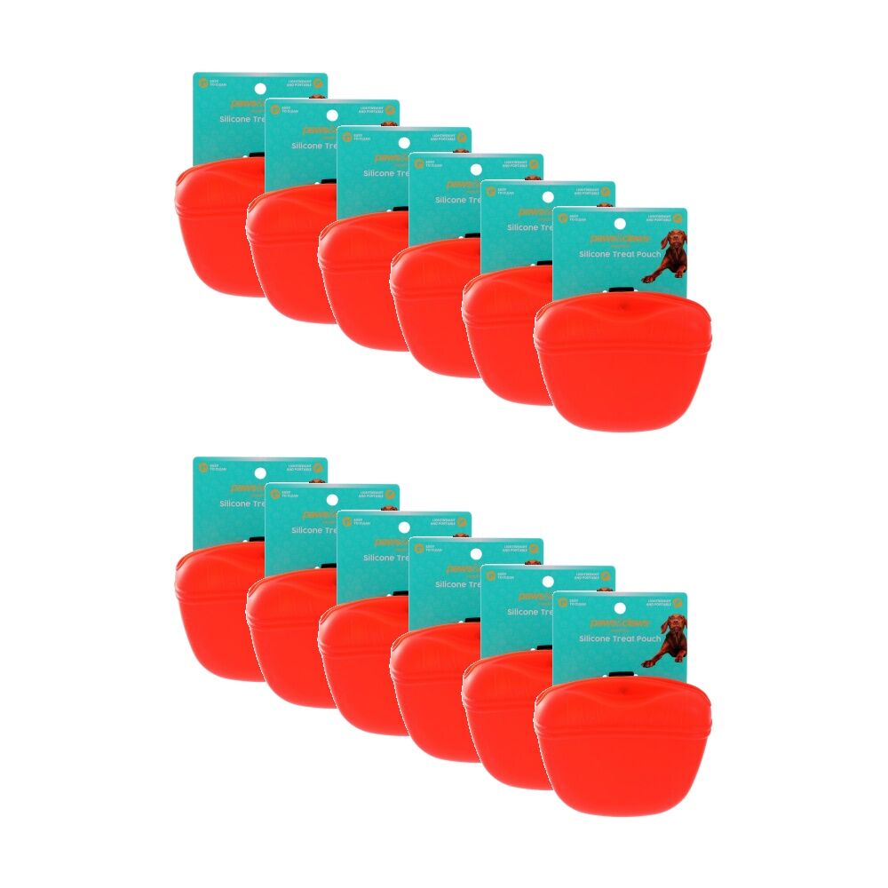 12x Paws And Claws Lightweight Portable Pet Dog/Cat Silicone Treat Pouch Red