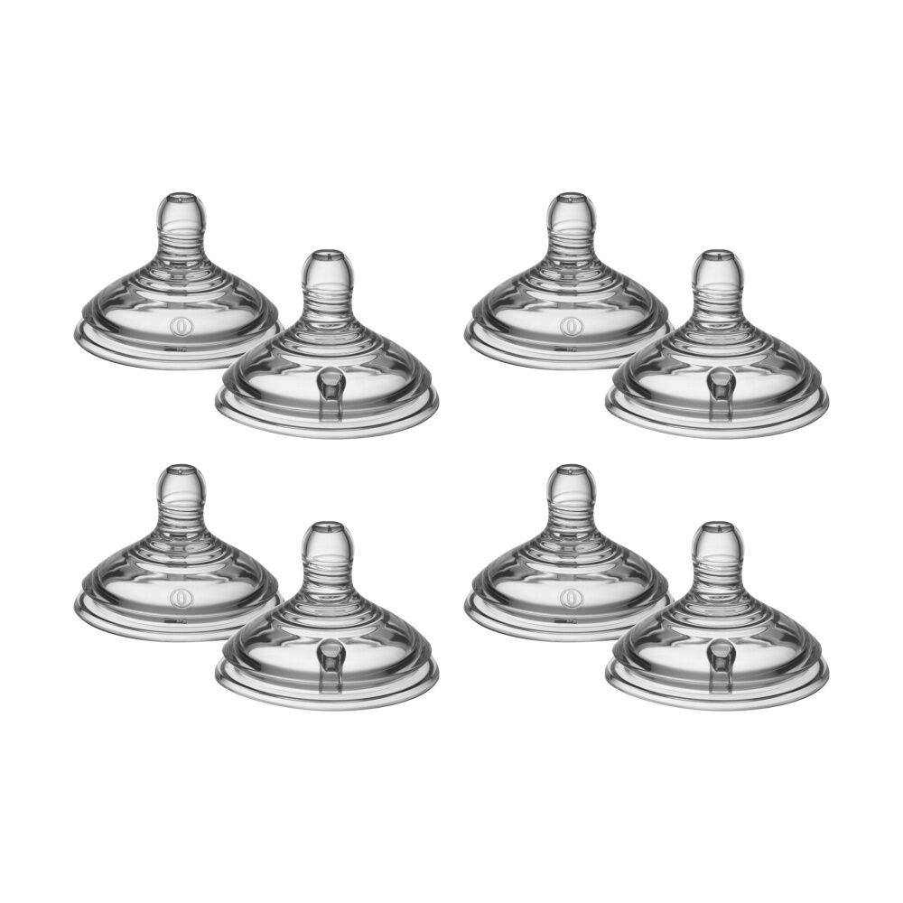 4x 2pc Tommee Tippee Natural Start Extra Slow Flow Baby Bottle Teat Set 0yrs+