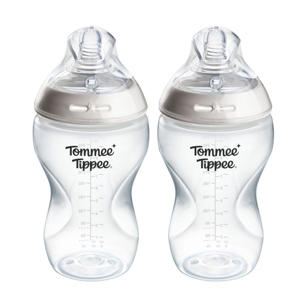 2PK Tommee Tippee Natural Start Clear Silicone Teat PP Baby Feeding Bottle 340ml