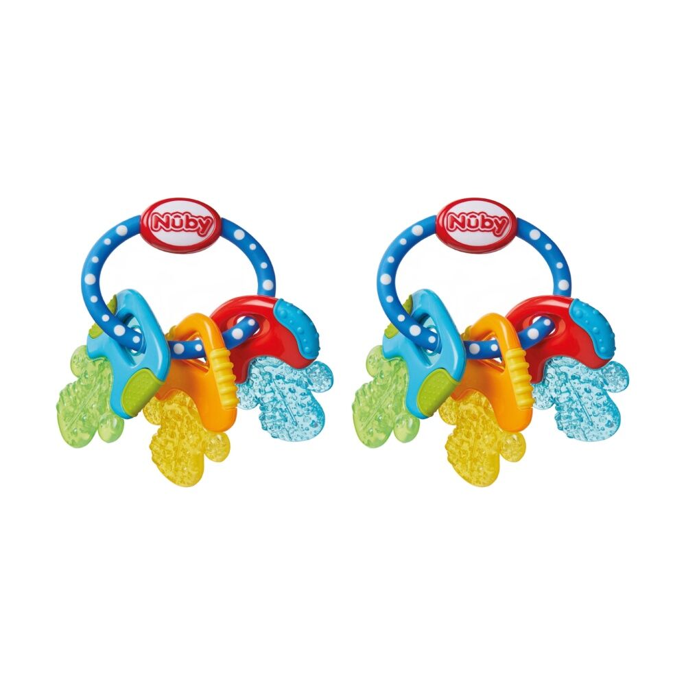 2x Nuby Icy-Bite Teether Keys W/ Pureice Gel Cooling Effect Multicolour