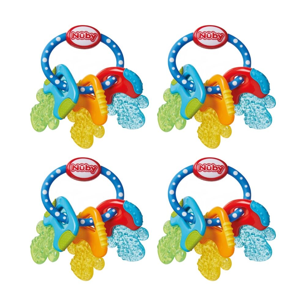 4x Nuby Icy-Bite Teether Keys W/ Pureice Gel Cooling Effect Multicolour