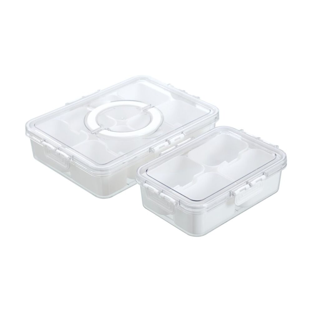 12PK Lemon And Lime Snackal Box 4 Section Reusable Food Container 24x17x6.8cm
