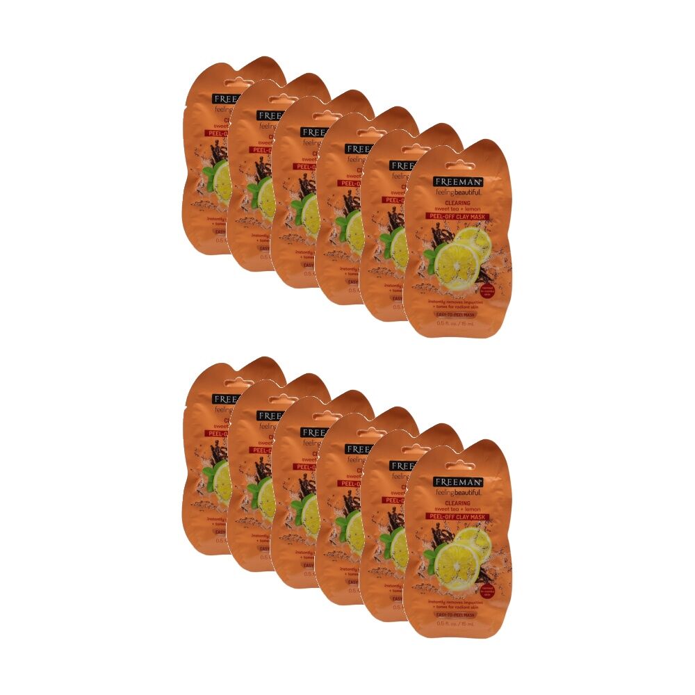 12PK Freeman Acne Clearing Peel Clay Mask Normal To Combo Skin Sweet Tea & Lemon