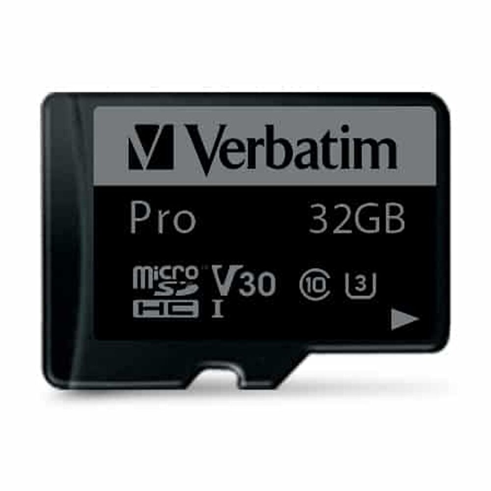 VERBATIM Pro Micro SDHC Card (Class 10 UHS-I U3) w/ Adaptor 32GB