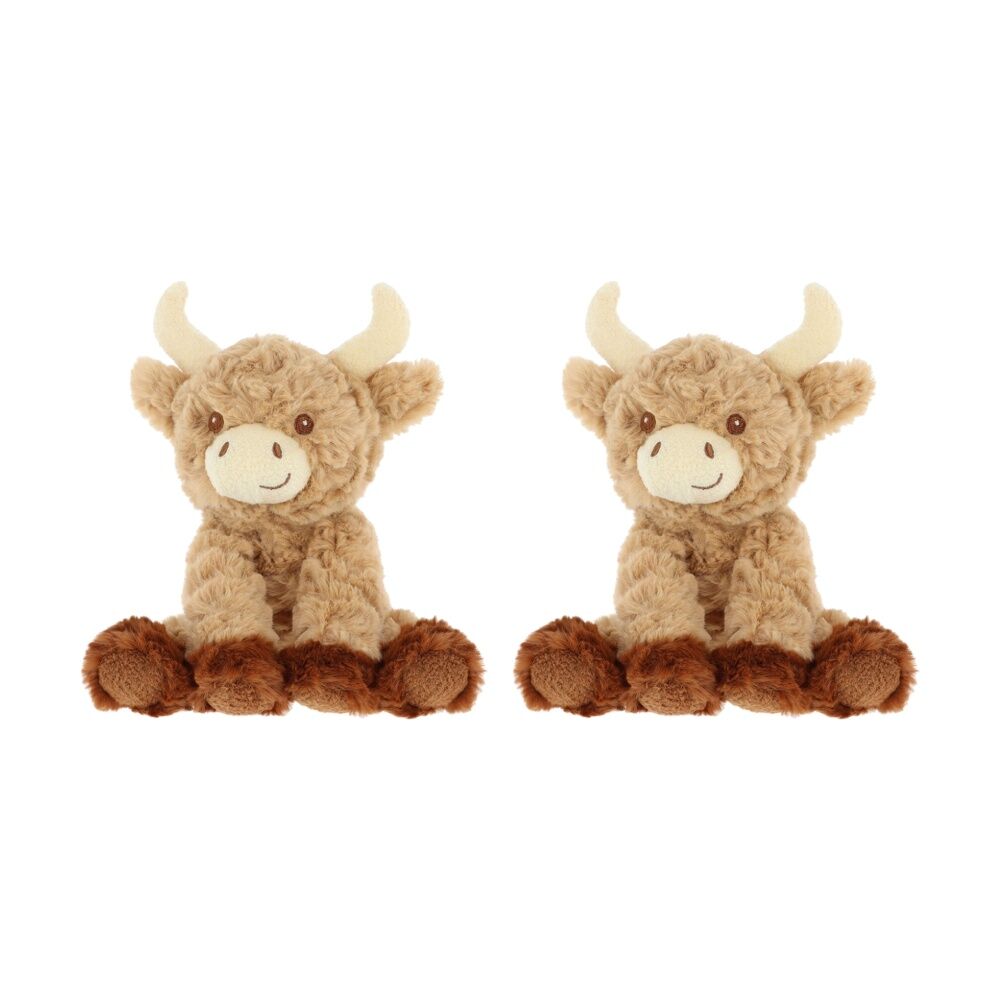 2x Keeleco Baby Soft Eco Friendly Animal Plush Toy Highland Cow