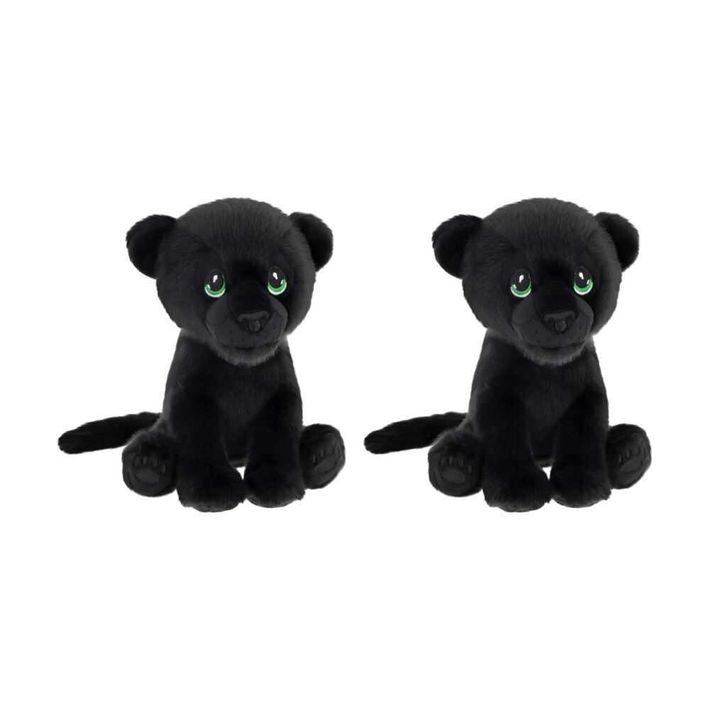 2x Keeleco Delux Plush Toy Soft Black Stuffed Animal Green Eyes Panther
