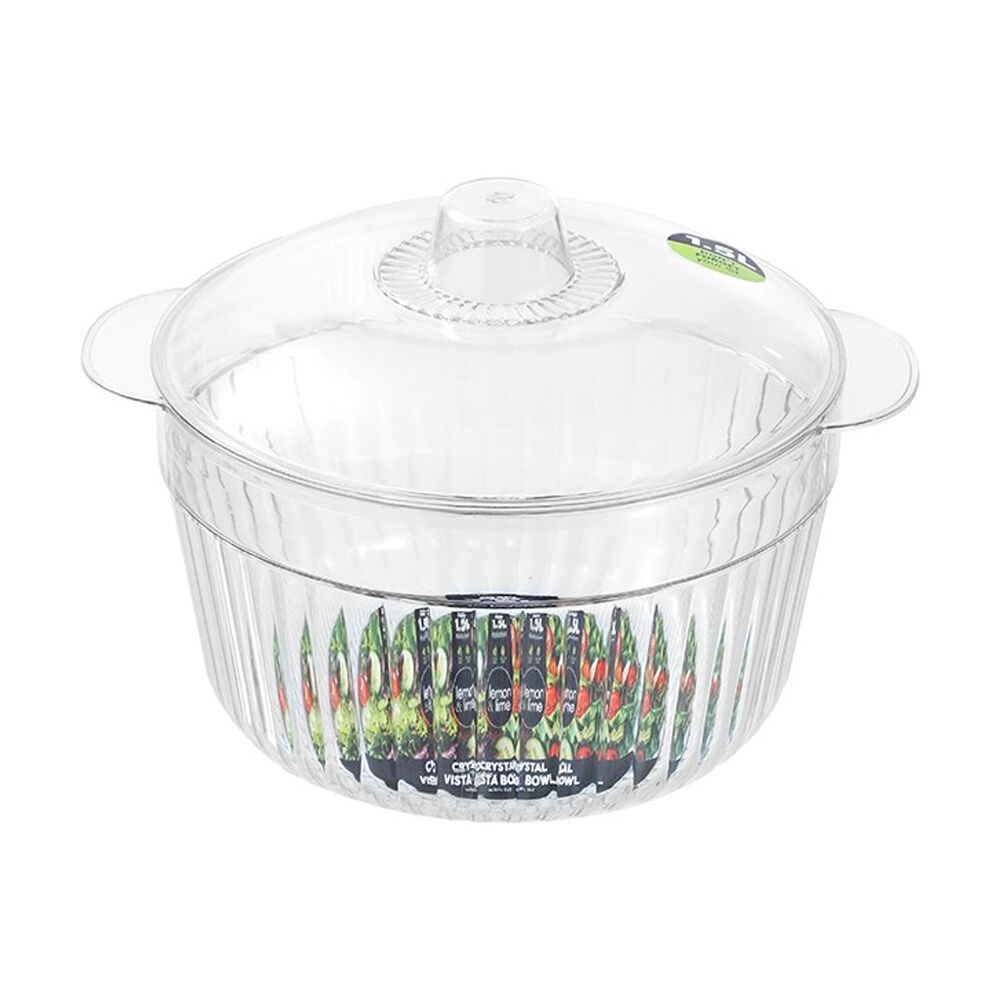 12x Lemon And Lime Crystal Vista Lidded Food Storage Bowl/Container 1.5L