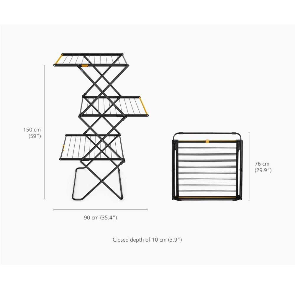 Joseph Joseph AirFrame Max 3-Tier Clothes/Laundry Drying Airer Black