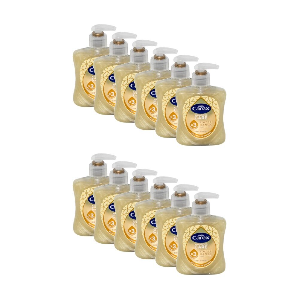 12PK Carex Hand Wash Antibacterial Advanced Care Shea Butter Pump 250mL