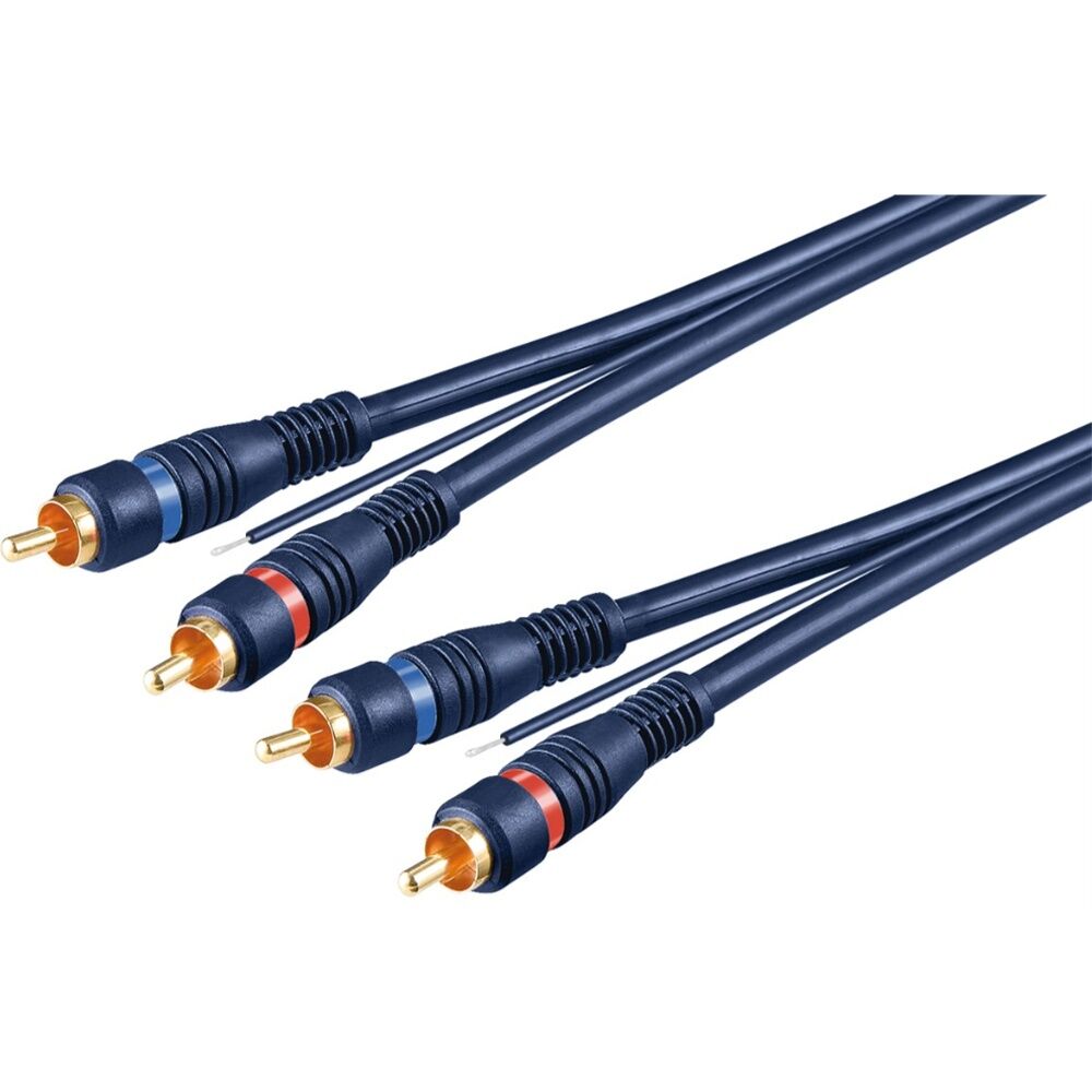 3PK Goobay Car Hi-Fi Stereo RCA Cable, Double Shielded 5M - Blue