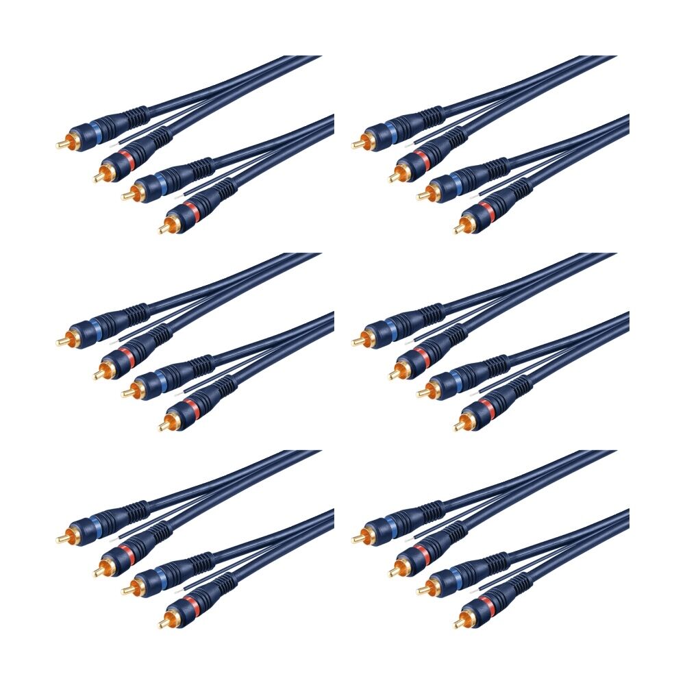 6PK Goobay Car Hi-Fi Stereo RCA Cable, Double Shielded 5M - Blue