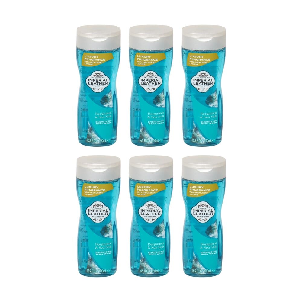 6PK Imperial Leather Body Wash Energising Bergamot & Sea Salt 500ml